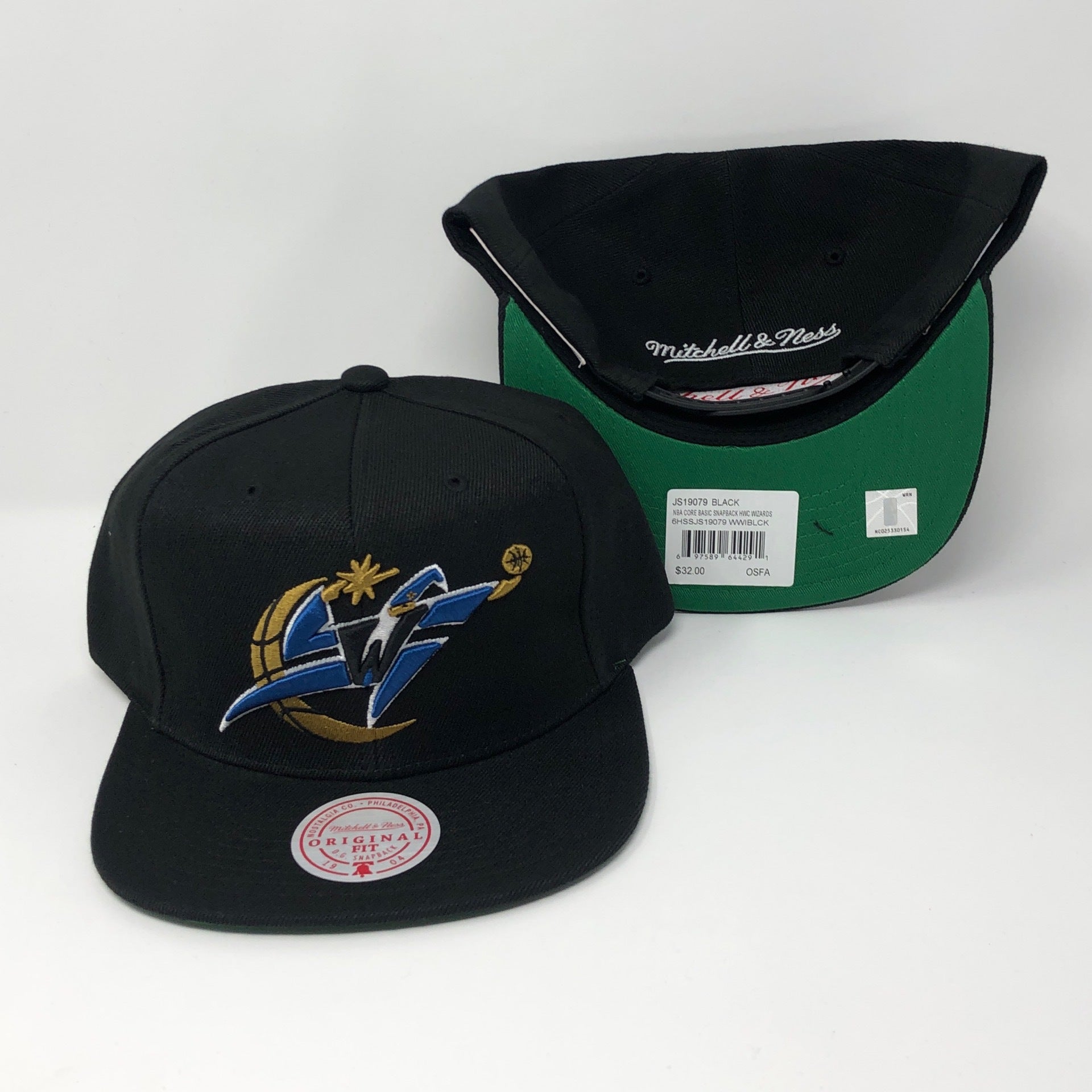 Mitchell & Ness Washington Wizards Core Basic Snapback Hat Adjustable Cap  HWC - Black